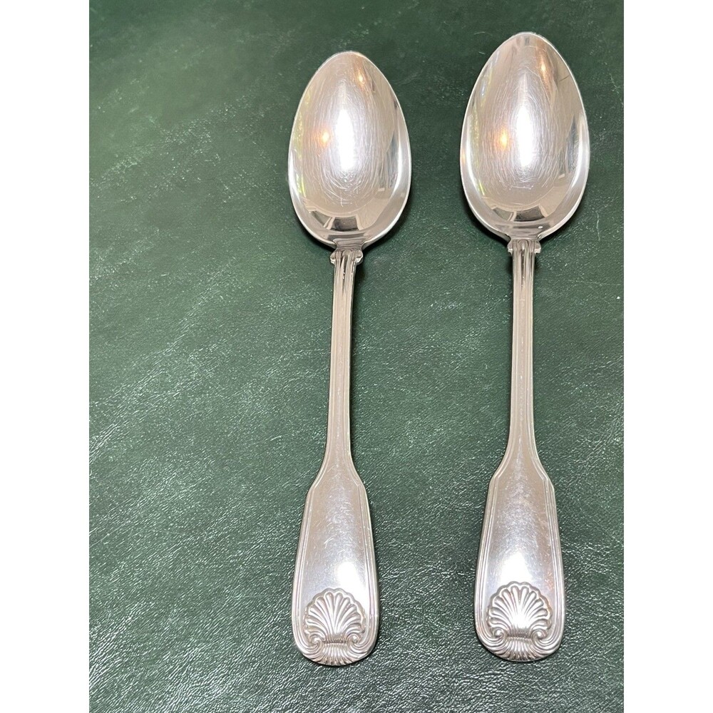 Reed & Barton Colonial Shell Stainless Serving Spoons 8.5” Set of 2